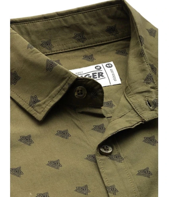 Dillinger 100% Cotton Regular Fit Printed Full Sleeves Mens Casual Shirt - Olive ( Pack of 1 ) - None