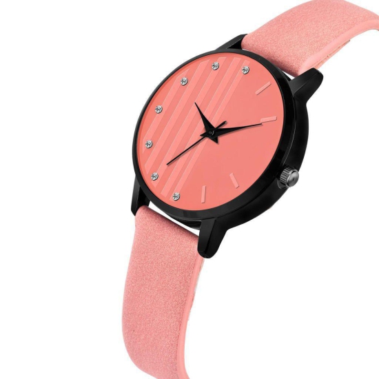 Loretta MT-323 Pink Leather Belt Slim Dial Women & Girls Watch