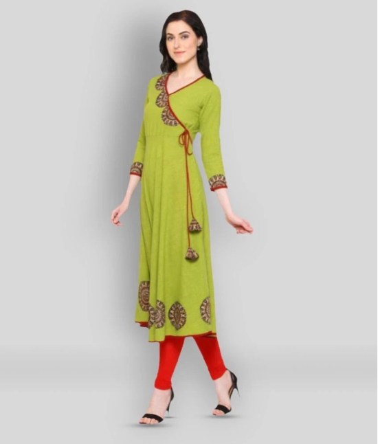 Yash Gallery - Green Cotton Blend Womens Angrakha Kurti - XXL