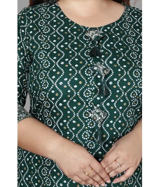 miravan Rayon Printed Straight Womens Kurti - Green ( Pack of 1 ) - None