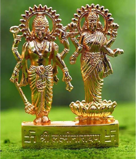 DvR ClicK - Brass Vishnu Laxmi 10 cm Idol