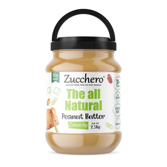 Zucchero 100% Natural Peanut Butter, Crunchy, 2.5Kg - Unsweetened | 100% | Protein: 30G [Offer Alert: Dark Chocolate Multigrain, Box of 5 Bars worth Rs 200 Free]