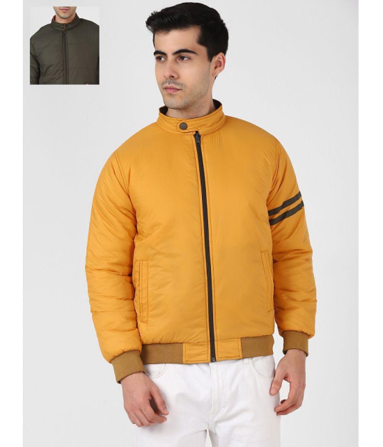 UrbanMark Men Mustard Regular Fit Quilted Bomber Jacket - None