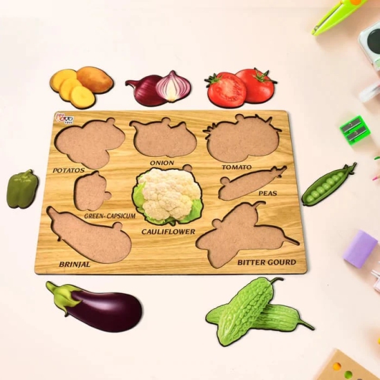 Wooden Vegetable Puzzle Board for Kids