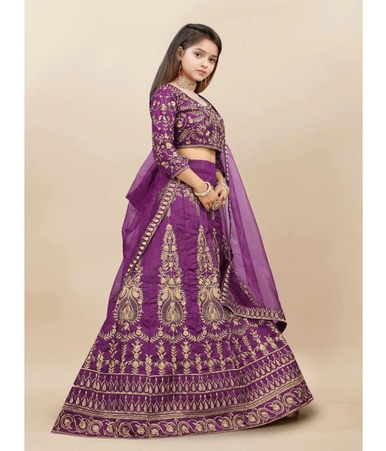 A TO Z CART Purple Silk Girls Lehenga Choli Set ( Pack of 1 ) - None