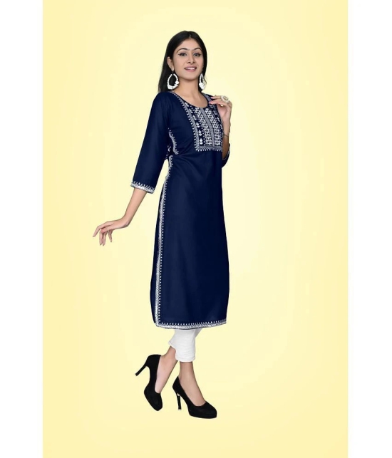 Kapadia - Navy Blue Rayon Womens Straight Kurti ( Pack of 1 ) - None