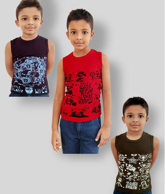 HAP Boys Multicolor Printed Vest | Tank top |Sleeveless Tshirt - Pack of 3  /Any Colour - None