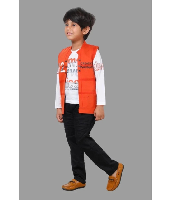 DKGF Fashion - Orange Cotton Blend Boys Shirt & Pants ( Pack of 1 ) - None