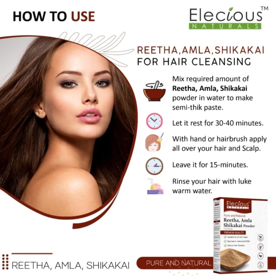 Elecious Naturals Amla, Reetha, Shikakai Powder