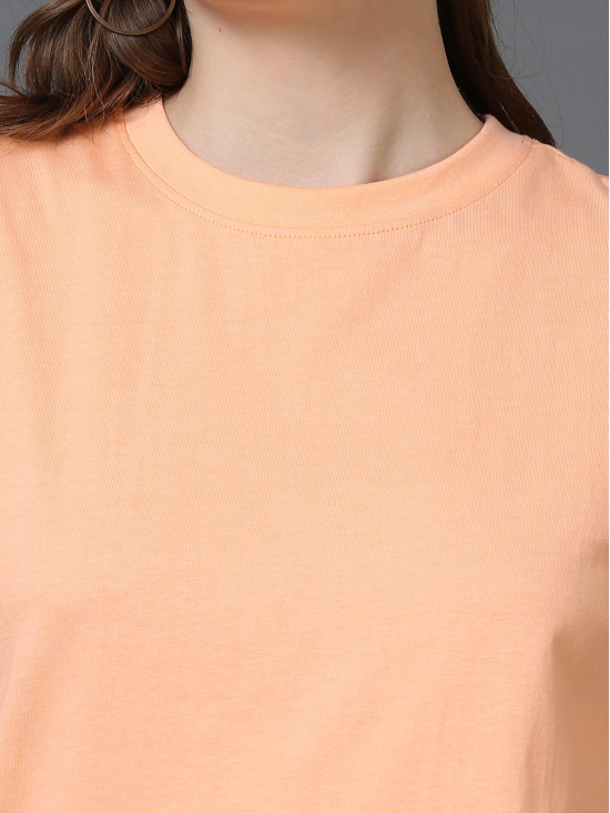 Women Solid Oversized T-Shirt, PEACH-XL / Peach