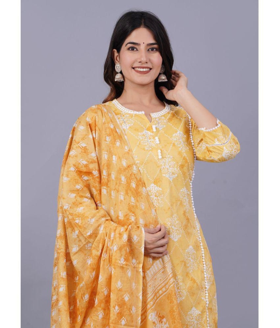 Doriya - Yellow Straight Cotton Blend Womens Stitched Salwar Suit ( Pack of 1 ) - None