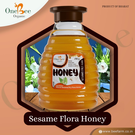 ONE BEE ORGANIC Honey | Sesame Honey/Til Flora Honey | Natural Flora Honey - 280 GM.