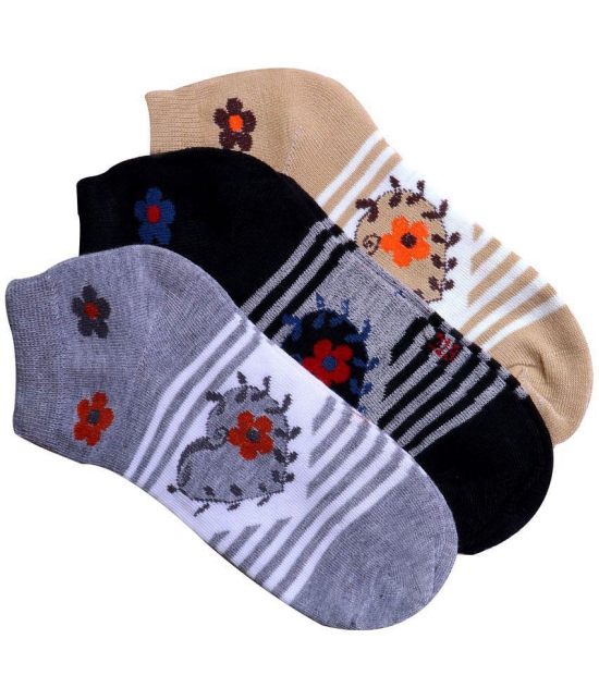 SELETA - Multicolor Cotton Blend Women's Ankle Length Socks ( Pack of 3 ) - None