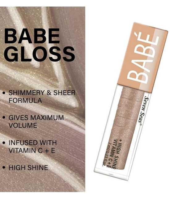 Seven Seas Babe Glittery Lip Gloss With High Shine Lip Color For Glossy Look (Rose)