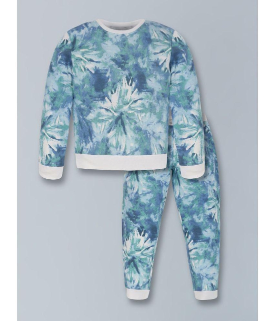 PLUM TREE - Blue Cotton Blend Girls Sweatshirt With Joggers ( Pack of 1 ) - None