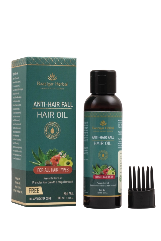 BAAZIGAR HERBAL Anti Hair Fall Oil | For Hair Growth, Dandruff, and Hair Fall Control | 100% Pure & Natural FREE Oil Hair Oil Applicator