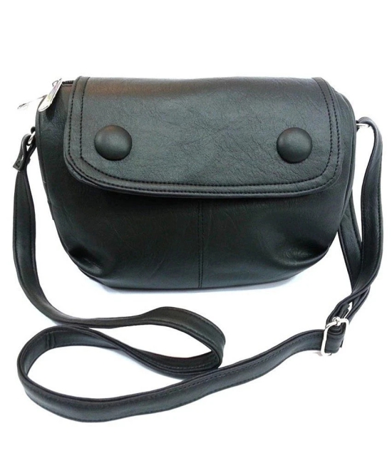 Leather Land -   Black Faux Leather Sling Bag - Black