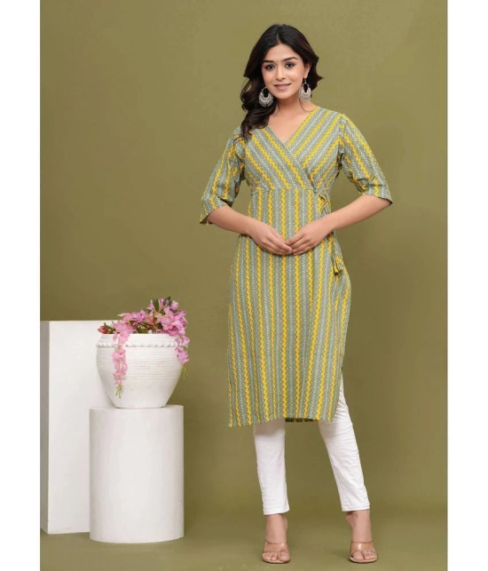 Glorious Cotton Blend Printed Angrakha Womens Kurti - Green ( Pack of 1 ) - None