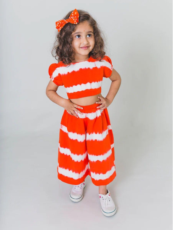 Girls Orange Stripe Top Set 2Y