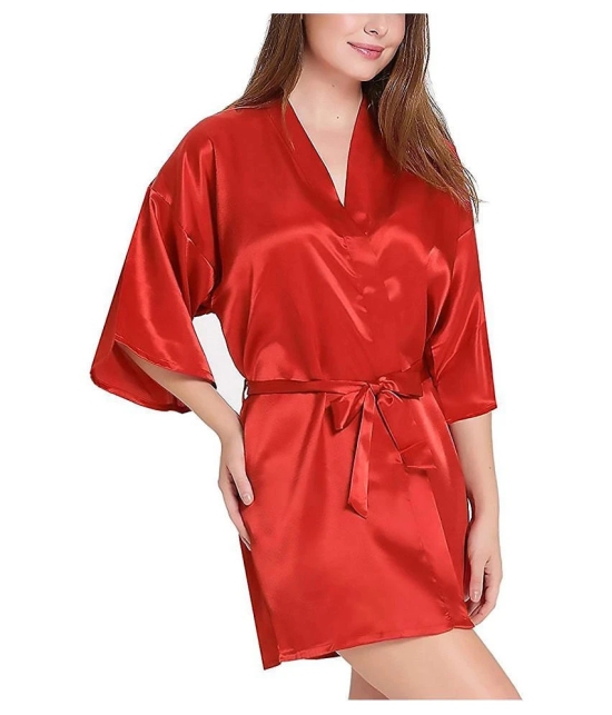 CELOSIA Satin Robes - Red Single - Free Size