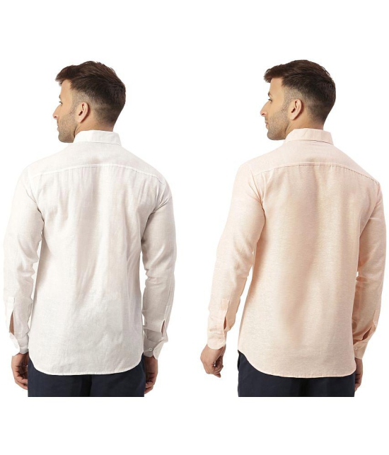 KLOSET By RIAG 100% Cotton Regular Fit Solids Full Sleeves Men's Casual Shirt - Peach ( Pack of 2 ) - None