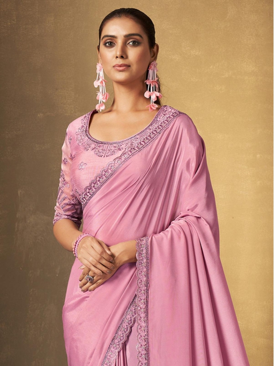 Buy Craftsvilla Printed Daily Wear Silk Blend Pink Sarees Online @ Best  Price In India | Flipkart.com