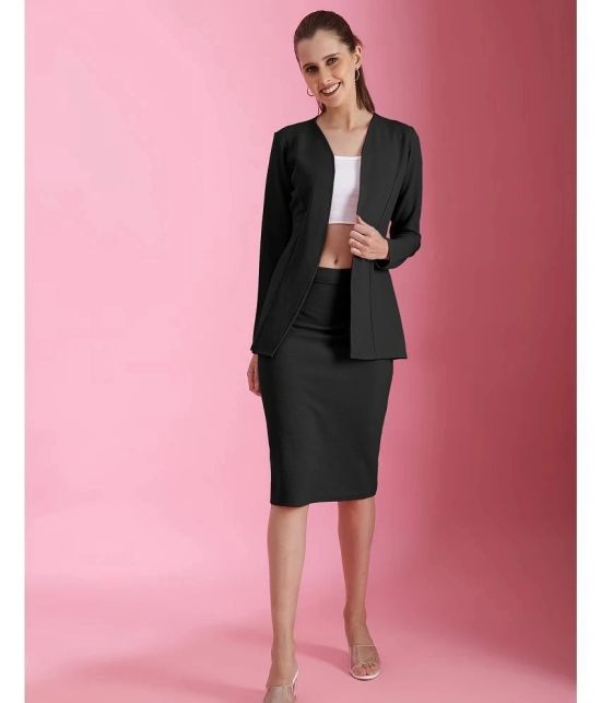 Selvia Black Solid Skirt Top Set - None