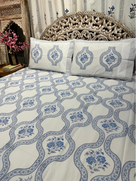 Hand Block Cotton Bedsheet | Neeljaal Bedsheet-Super King