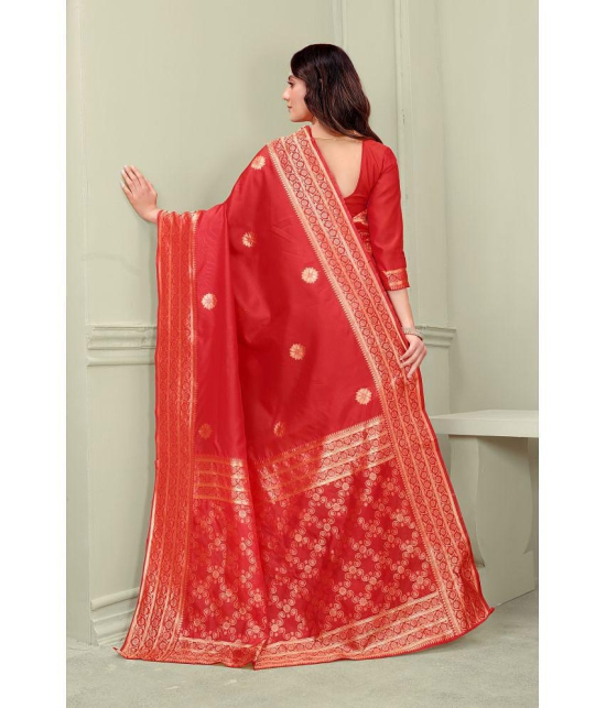 ofline selection - Red Cotton Blend Saree With Blouse Piece ( Pack of 1 ) - Red