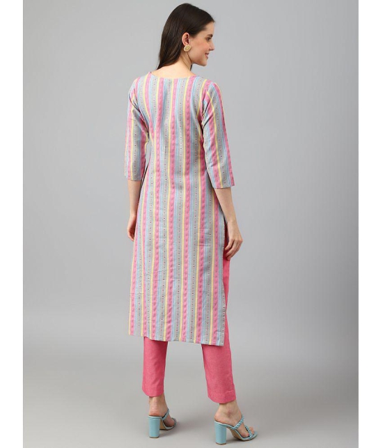 Hritika - Pink Straight Cotton Blend Womens Stitched Salwar Suit ( Pack of 1 ) - None