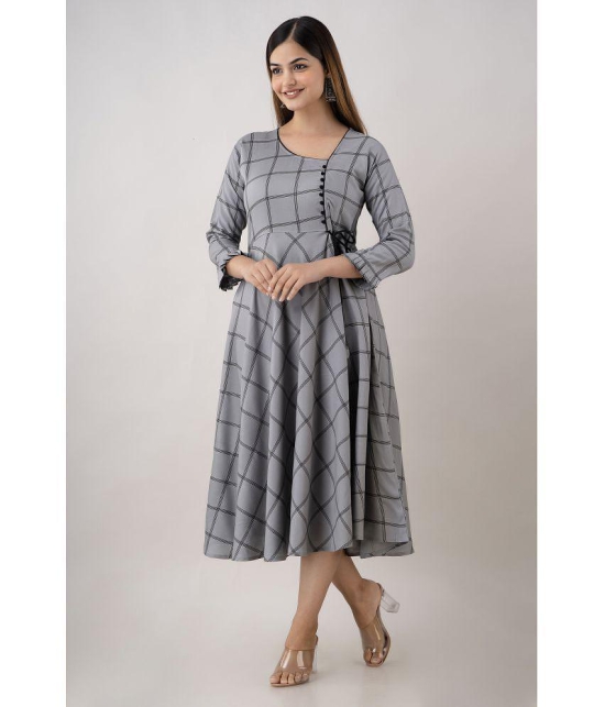 Kapadia - Grey Rayon Womens Flared Kurti ( Pack of 1 ) - None