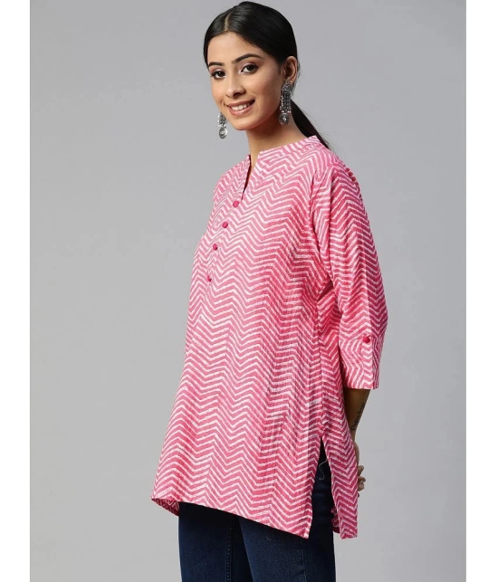 SVARCHI - Pink Cotton Womens Straight Kurti ( Pack of 1 ) - None