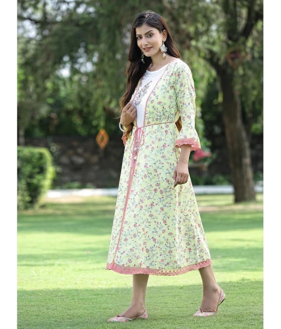 Juniper - Green Cotton Blend Womens Double Layered Kurti ( Pack of 1 ) - None