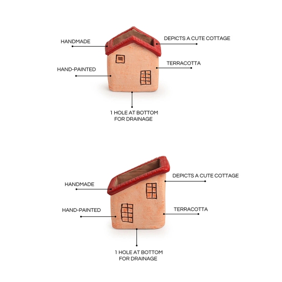 Homely Cottages Handmade & Hand-Painted Terracotta Table Planters Flower Pots (Set of 2, 6.1 & 5.7 Inches, Peach)