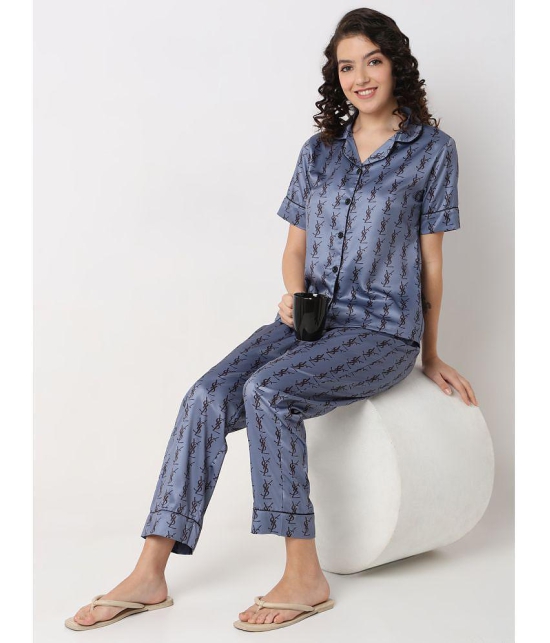 Smarty Pants Grey Satin Womens Nightwear Nightsuit Sets ( Pack of 1 ) - None