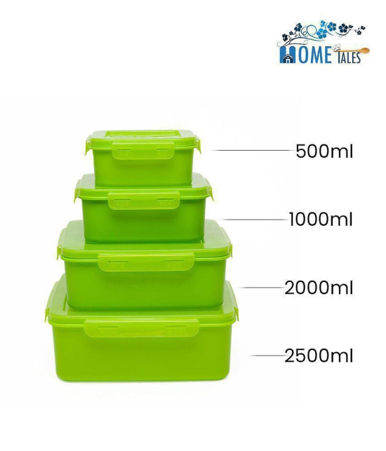 HOMETALES Multi-Purpose Container 2500ml, 2000ml, 1000ml, 500ml,Green (4U) - Green