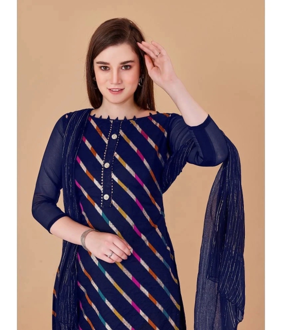 Apnisha - Unstitched Navy Blue Cotton Dress Material ( Pack of 1 ) - Navy Blue