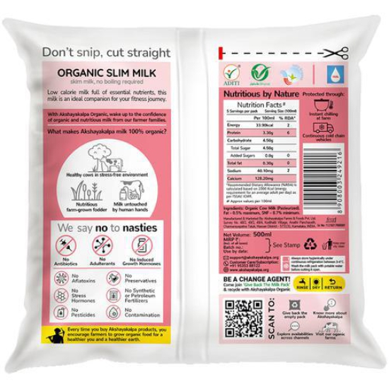 Organic Slim Milk 500 Ml