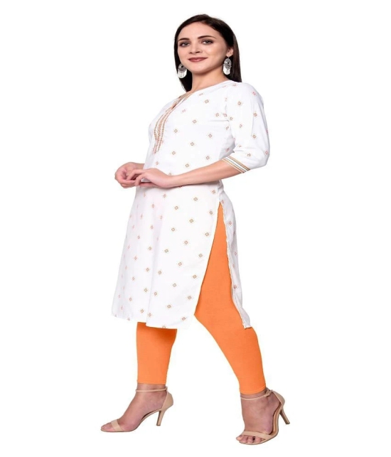 GOD BLESS - White Rayon Womens A-line Kurti - XXL