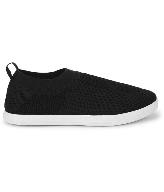 UrbanMark Men Comfortable Textured Knitted Casual Slip-On Shoes-Black - None