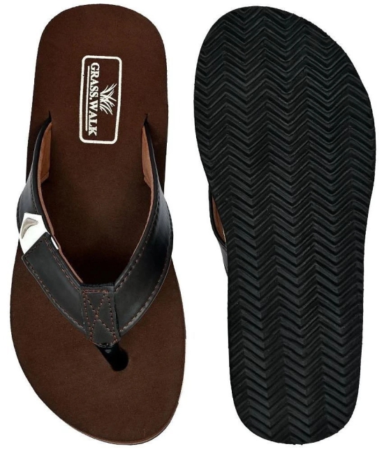 GRASS WALK Brown Mens Thong Flip Flop - None