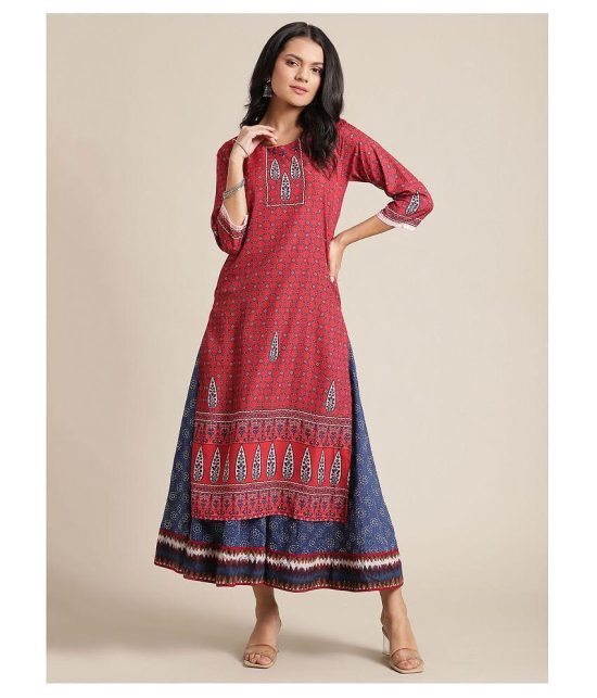 KSUT Red Viscose Straight Kurti - Single - S