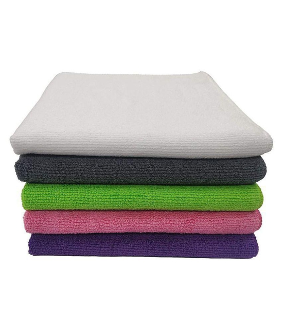 SOFTSPUN Microfiber Cloth - 5 pcs - 40x40 cms - 340 GSM Multicolor - Thick Lint & Streak-Free Multipurpose Cloths - Automotive Microfibre Towels for Car Bike Cleaning Polishing Washing & Det