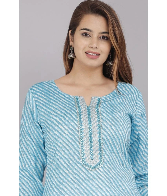 HIGHLIGHT FASHION EXPORT - Light Blue Cotton Womens Straight Kurti ( Pack of 1 ) - None