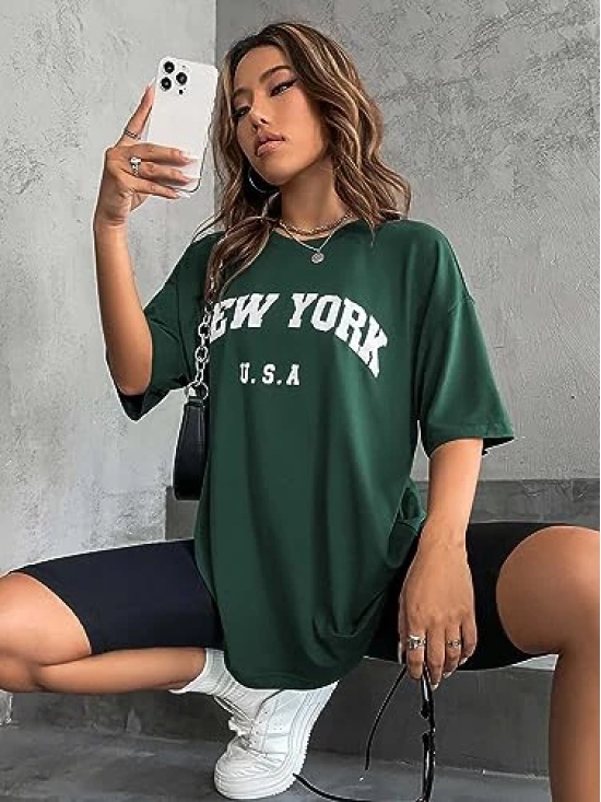 London Hills Womens Casual Printed Round Neck, Oversized Longline Drop Shoulder Boho Style Regular Fit T-Shirt Pack Of 2