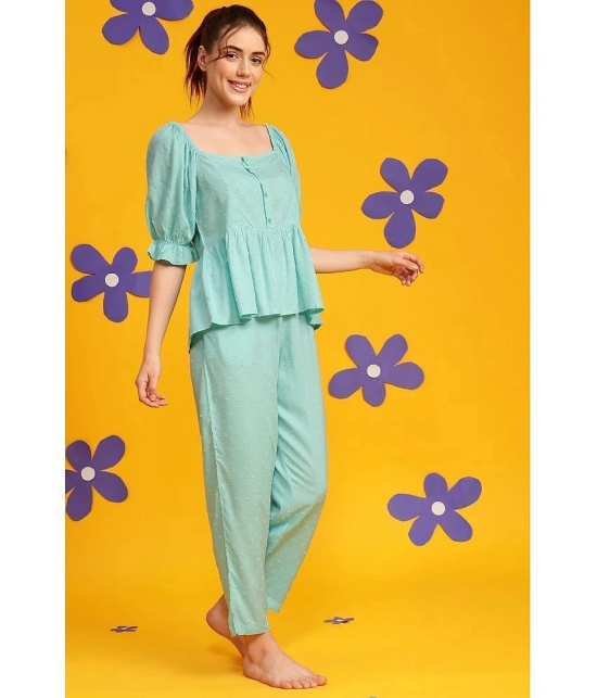 Clovia Blue Rayon Womens Nightwear Nightsuit Sets ( Pack of 2 ) - None