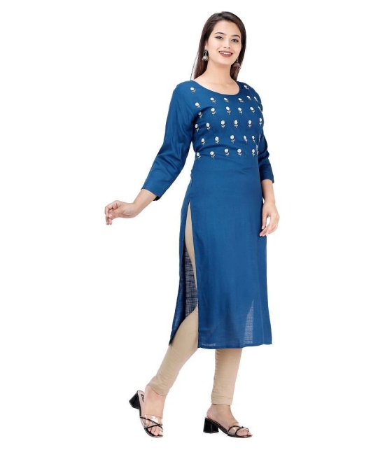 HIGHLIGHT FASHION EXPORT - Blue Rayon Womens Straight Kurti - 6XL