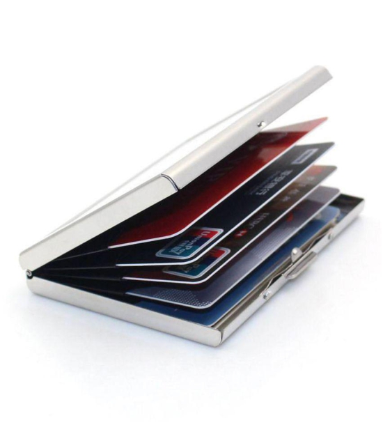 AmtiQ High Quality Stainless Steel 6 Slots RFID Blocking ATM Credit Debit Business ID memory Card Holder Wallet