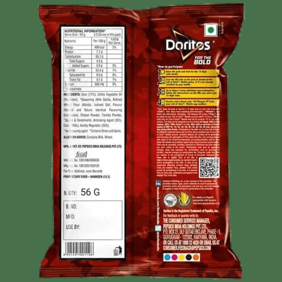 Doritos Nacho Chips - Cheese Flavour, 56 G