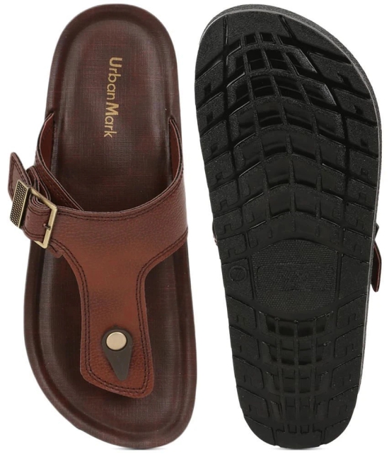 UrbanMark Men Comfortable Cushioned with Side Buckle Strap Thong Flip-Flop - None